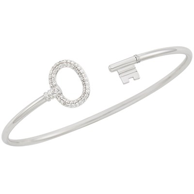 Lot 599 - White Gold and Diamond 'Key' Bangle Bracelet, Tiffany & Co.