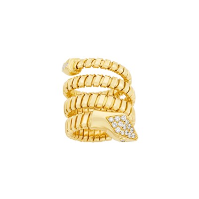 Lot 88 - Coiled Gold and Diamond Snake Ring