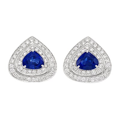 Lot 240 - Pair of White Gold, Sapphire and Diamond Earclips