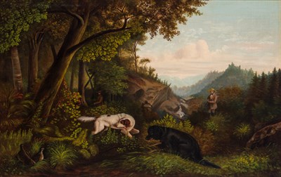Lot 49 - American School 19th Century Hunting Scene in...