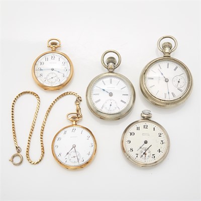 Lot 1755 - Group of Gold, Gold-Filled and Metal Open Face Pocket Watches
