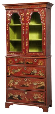 Lot 319 - Queen Anne Red-Japanned and Parcel-Gilt...