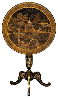 Lot 71 - William IV Black-Japanned and Parcel-Gilt...