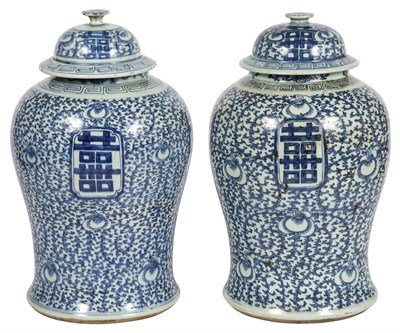 Lot 213 - Two Chinese Blue and White Porcelain Covered...