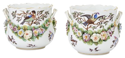 Lot 59 - Pair of Continental Porcelain Cachepots Height...