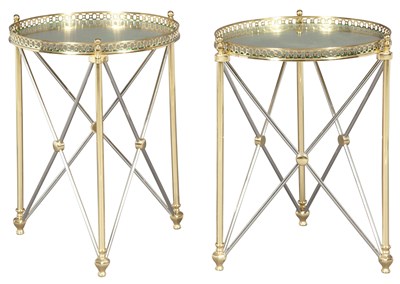 Lot 181 - Pair of Brass and Steel Occasional Tables...
