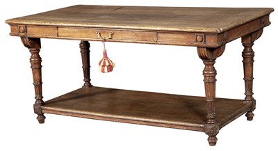 Lot 183 - Continental Baroque Style Oak Library Table...