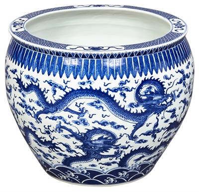 Lot 168 - Chinese Blue and White Dragon Themed Porcelain...