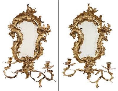 Lot 170 - Pair of Rococo Style Gilt-Metal Mirror Back...