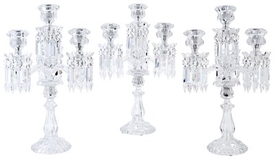 Lot 289 - Pair of Baccarat Molded Glass Four-Light...