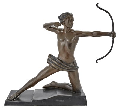 Lot 178 - Bronze Figure of a Nude Female Archer Signed S....