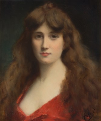 Lot 1 - Angelo Asti Italian, 1847-1903 Woman in a Red...