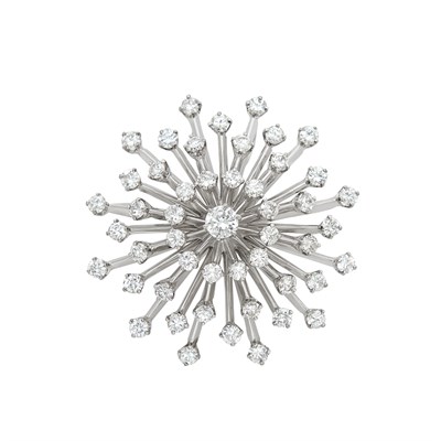 Lot 1169 - White Gold and Diamond Star Brooch