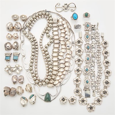 Lot 1706 - Group of Silver and Turquoise Jewelry