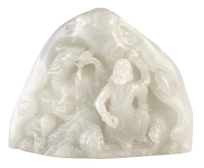 Lot 88 - Chinese White Jade Carving of an Immortal and...