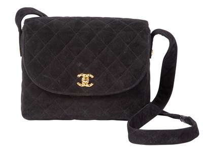 Lot 463 - Chanel Black Quilted Suede Shoulder Bag