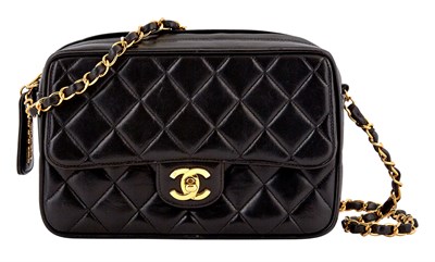 Lot 465 - Chanel Black Quilted Leather Small Camera Bag