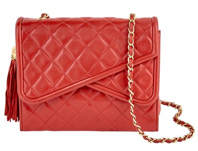 Lot 487 - Chanel Red Quilted Leather Shoulder Bag