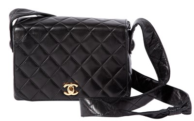 Lot 495 - Chanel Black Quilted Leather Flap Top Messenger Bag