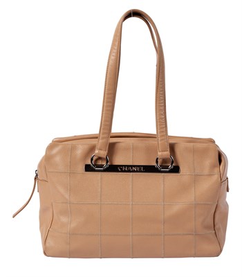 Lot 498 - Chanel Beige Caviar Leather Top Stitch Rectangular Tote Bag