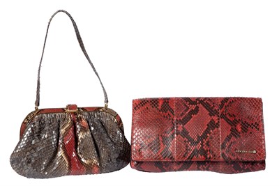 Lot 592 - Roberto Cavalli Red Python Clutch