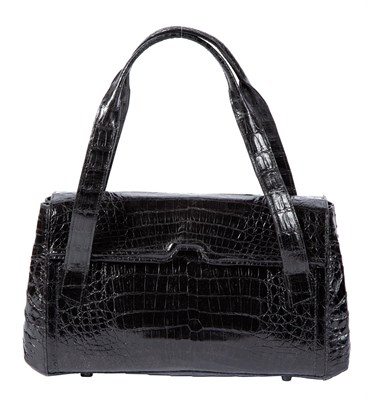 Lot 588 - Nancy Gonzalez Black Crocodile Flap Bag