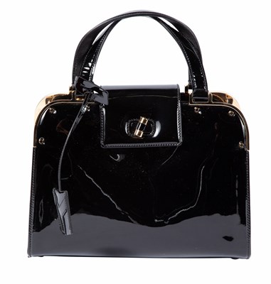 Lot 436 - Yves Saint Laurent Black Patent Leather Uptown Top Handle