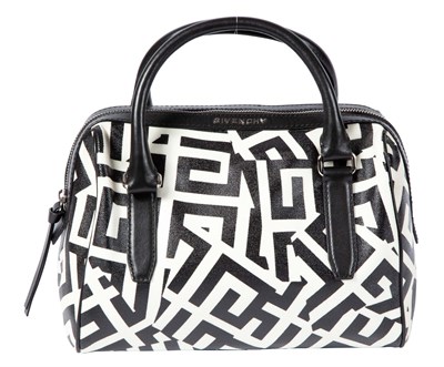 Lot 521 - Givenchy Black and White Printed Zip Top Handle Bag