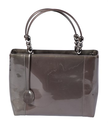 Lot 527 - Christian Dior Grey Patent Leather Malice Tote Bag