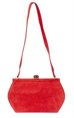 Lot 526 - Christian Dior Red Suede Shoulder Bag