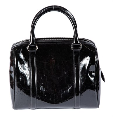 Lot 522 - Christian Dior Embossed Black Patent Leather Bag