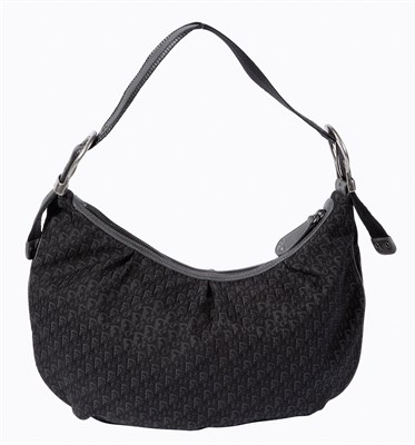 Lot 524 - Christian Dior Black Printed Canvas Shoulder Bag