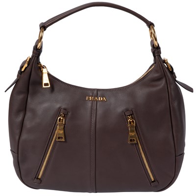 Lot 511 - Prada Vitello Caffe Daino Leather Hobo Bag