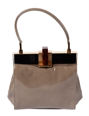 Lot 584 - Lanvin Grey Patent Leather and Faux Tortoise Top Handle