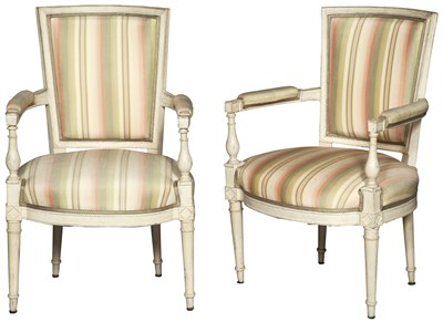 Lot 271 - Pair of Directoire Painted Fauteuils en...