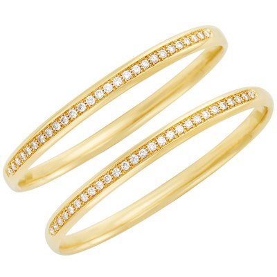 Lot 31 - Pair of Gold and Diamond Bangle Bracelets