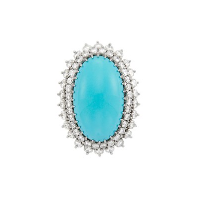 Lot 783 - Platinum, Turquoise and Diamond Ring
