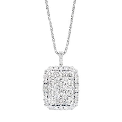 Lot 785 - White Gold and Diamond Pendant with Chain Necklace