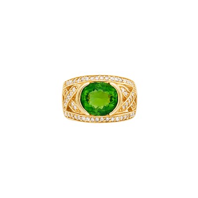 Lot 439 - Rose Gold, Tourmaline and Diamond Ring