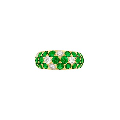 Lot 6 - Gold, Green Garnet and Diamond Ring
