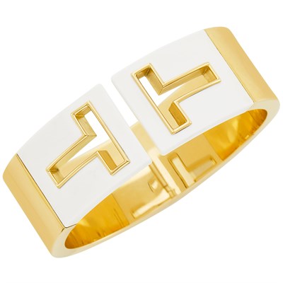 Lot 831 - Gold and White Agate 'T' Cuff Bangle Bracelet, Tiffany & Co.