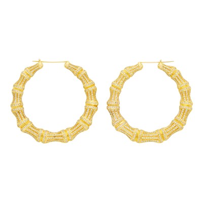 Lot 330 - Pair of Oversized Gold and Diamond Hoop Earrings