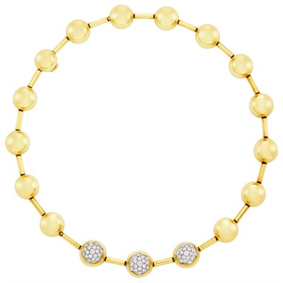 Lot 94 - Gold and Diamond Bead Necklace