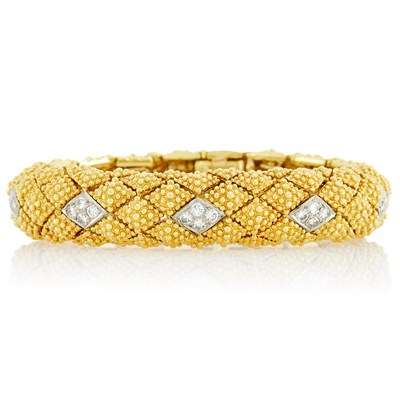 Lot 137 - Two-Color Gold and Diamond Bracelet
