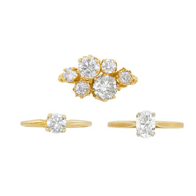 Lot 114 - Low Karat Gold and Diamond Ring and Two Gold and Diamond Rings