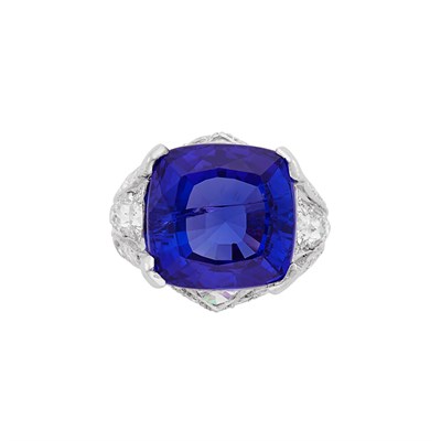 Lot 820 - Platinum, Tanzanite and Diamond Ring