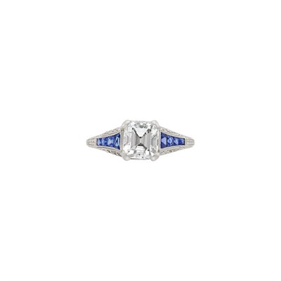 Lot 801 - Platinum, Diamond and Sapphire Ring