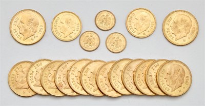 Lot 83 - Mexico Gold Coin Group Selection of nineteen...