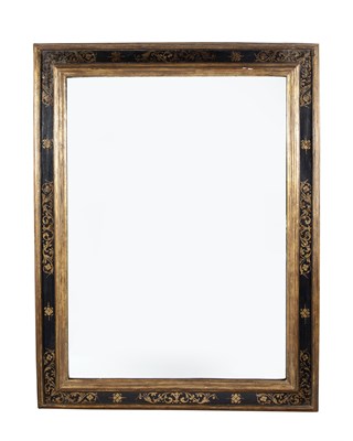 Lot 214 - Black-Painted and Gilt-Stenciled Mirror Height...