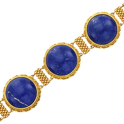 Lot 556 - Antique Gold and Lapis Bracelet